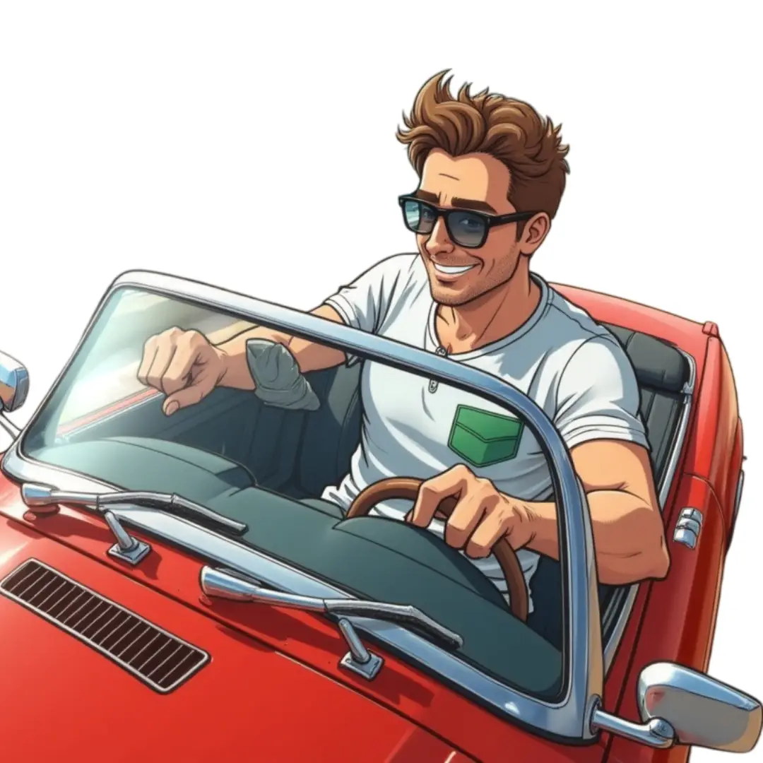 a man driving a car